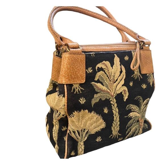 TOMMY BAHAMA TROPICAL PALM UPHOLSTRY FABRIC DUAL STRAPS TOP ZIP LARGE INSIDE - Picture 9 of 10